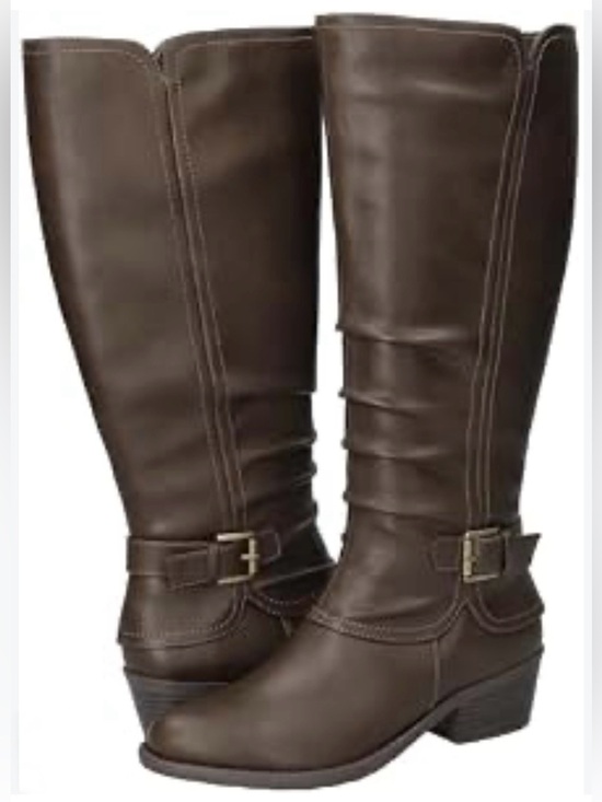 easy street Shoes - easy street Brown Tall Buckle Riding Boots Size 7 Wide Calf